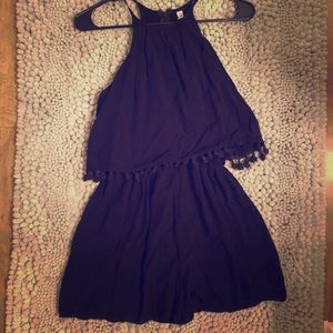 Black Romper with Tassels